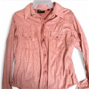 Outback Trading Co Pink Paisley Suede-Feel Western Snap Shirt – Size M